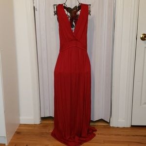 Floor length empire waist cotton/spandex dress